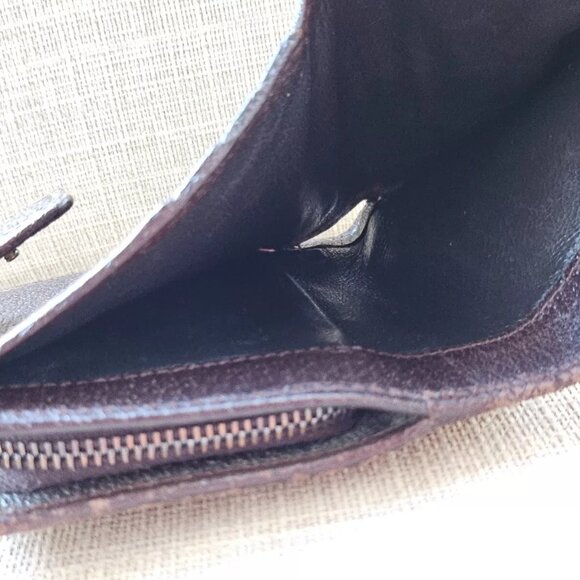 Auth Gucci Card Holder Brown Leather Canvas GG Logo Bifold Wallet made in Italy - Picture 10 of 13